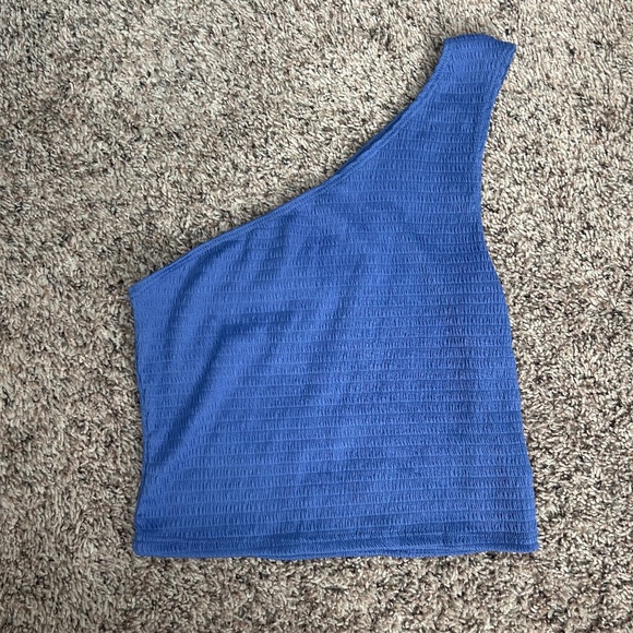 Forever 21 Blue/Purple One Shoulder Fitted Top Size Medium - Picture 1 of 2